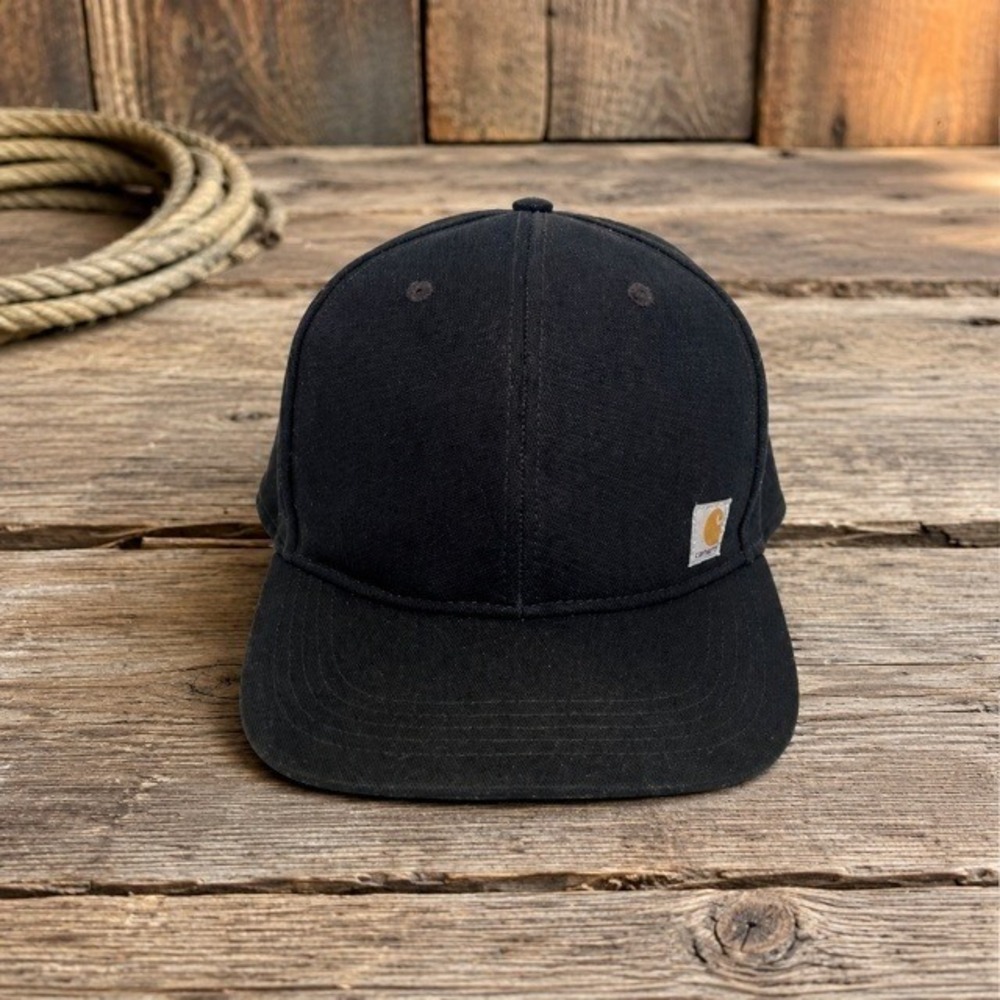 Carhartt Ashland Cap Black Canvas Snapback Hat Structured Flat Brim OS